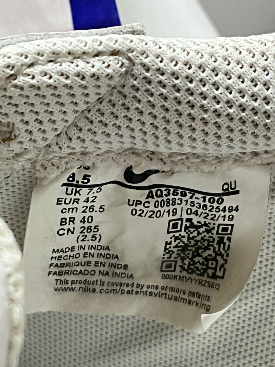 送料無料▼US8.5/26.5cm Nike Blazer Low LE ナイキ ブレーザー ロー メンズ オールホワイトレザー スニーカー 白 ホワイト AQ3597-100_画像6