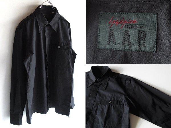  rare Yohji Yamamoto DURBAN A.A.R. Yohji Yamamoto Durban a-ru wool cloth switch cotton ratio wing shirt L black black cat pohs correspondence 