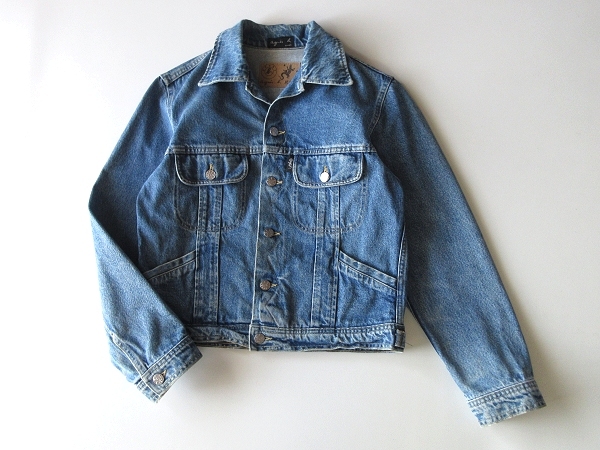  rare Vintage agnes b. JEANS Agnes B jeans Lee/101J type lizard Logo pis name open color Denim jacket indigo 