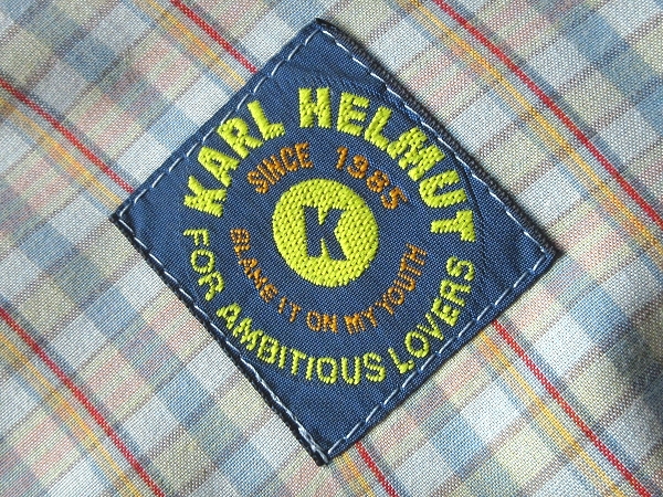 Karl Helmut Karl hell m Logo badge cotton check k Lazy patchwork BD shirt FREE Pink House PINK HOUSE Kaneko Isao 