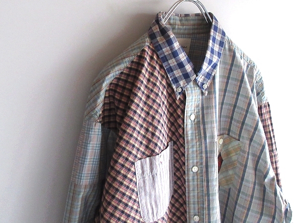 Karl Helmut Karl hell m Logo badge cotton check k Lazy patchwork BD shirt FREE Pink House PINK HOUSE Kaneko Isao 