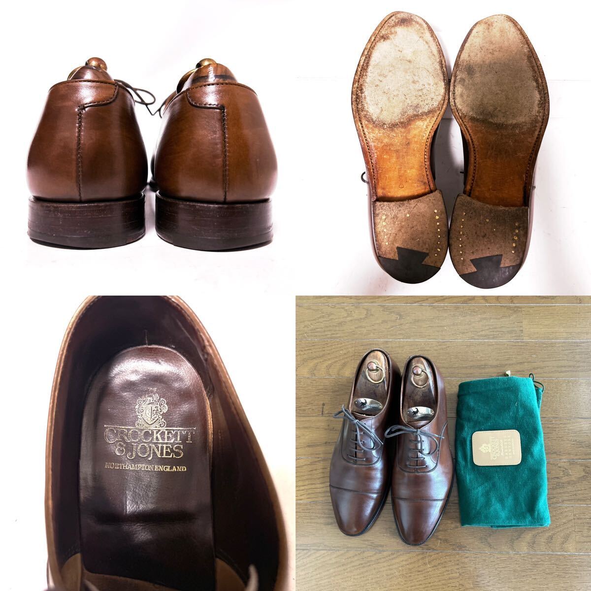 298.CROCKETT&JONES クロケットアンドジョーンズ KENT ストレートチップ ビジネスシューズ レザーシューズ ブラウン 8E_画像4