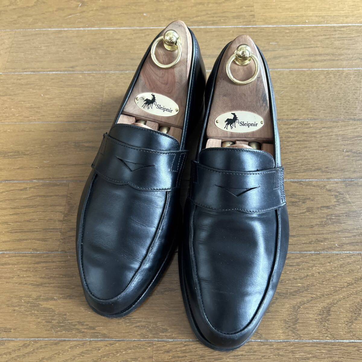 313.CROCKETT&JONES クロケットアンドジョーンズ ペニーローファー コインローファー ビジネスシューズ ブラック 6.5E_画像2