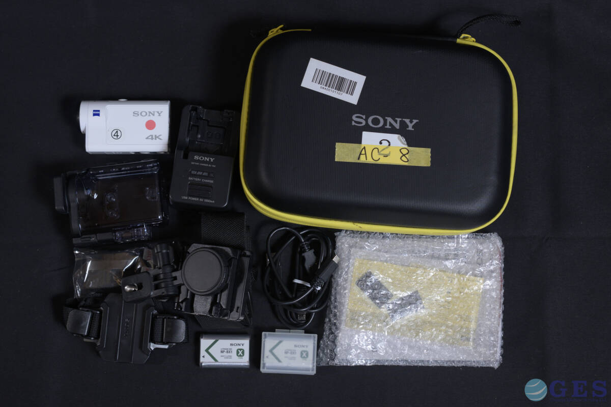 【AC-8】SONY ソニー ウェアラブルカメラ アクションカム FDR-X3000 バッテリー×2・充電器・防水ハウジング等付属 4K録画【中古品】の画像8