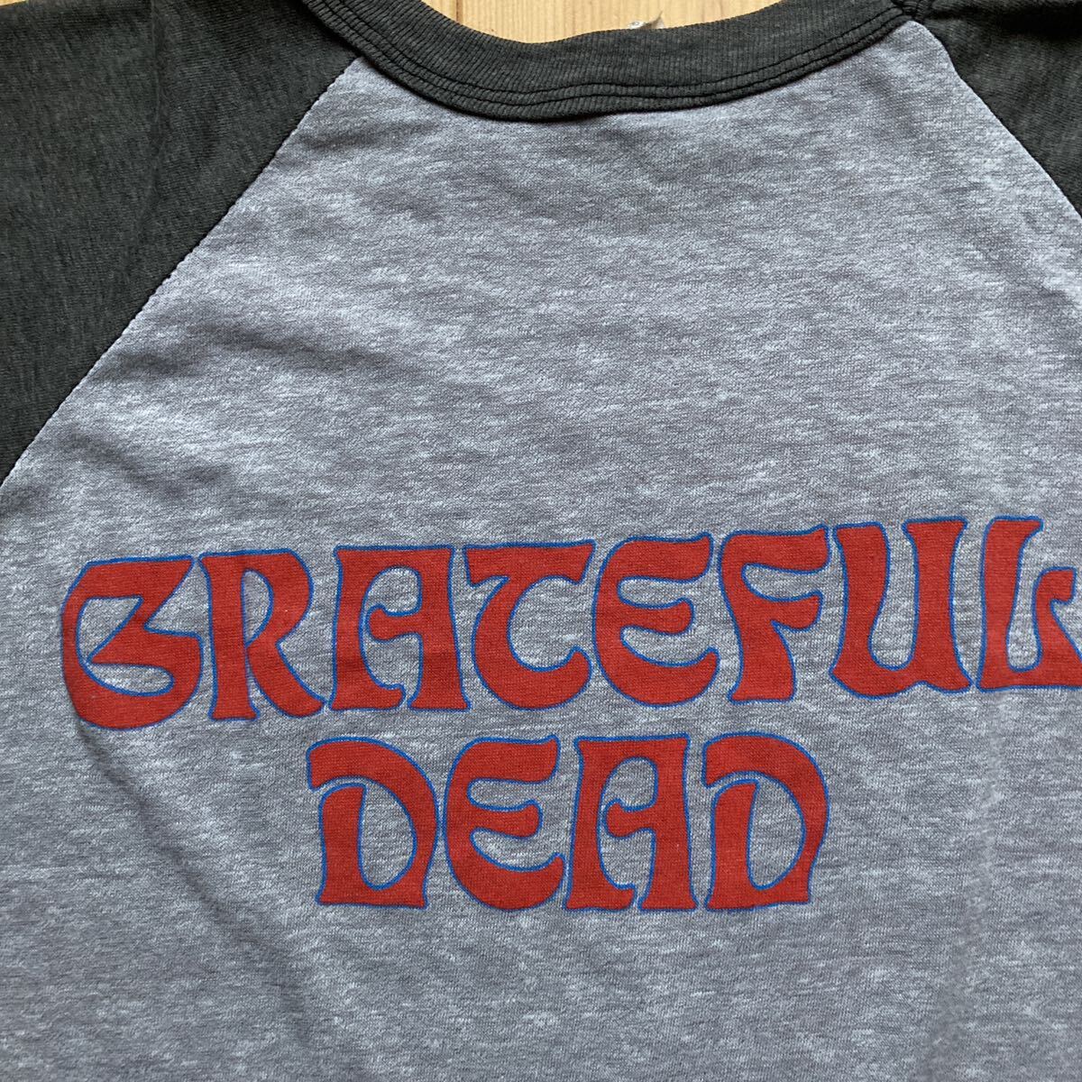 80'S ビンテージ★GRATEFUL DEAD グレイトフル・デッド★七分袖 ラグラン ベースボール Tシャツ/杢グレー×黒 Lサイズ位/バンド ツアー_画像5