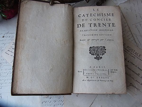 （仏）アンティーク 1686年 味わい深い雰囲気漂う洋書 ディスプレイの画像5