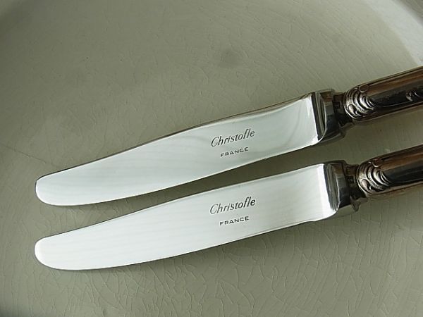（仏）ヴィンテージ  Christofle クリストフル マルリー デザートナイフ２本 ディスプレイの画像4
