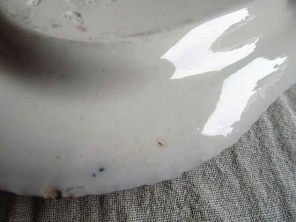 （英）アンティーク　コープランド製　ブルー＆ホワイト　植物モチーフプレート　ディスプレイ