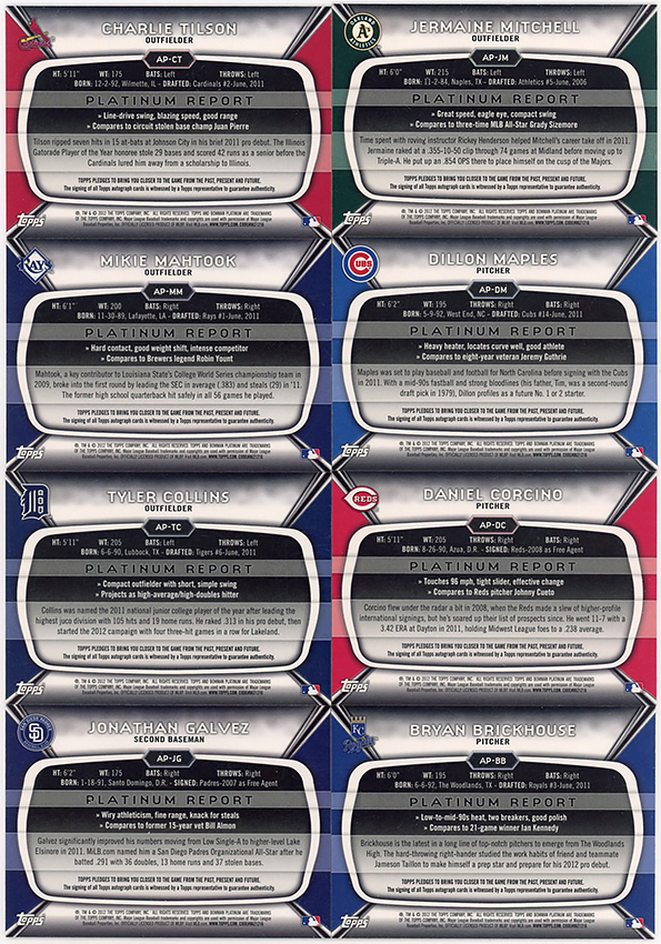 △2012 BOWMAN PLATINUMリフ直書サインPROS 8種!の画像2