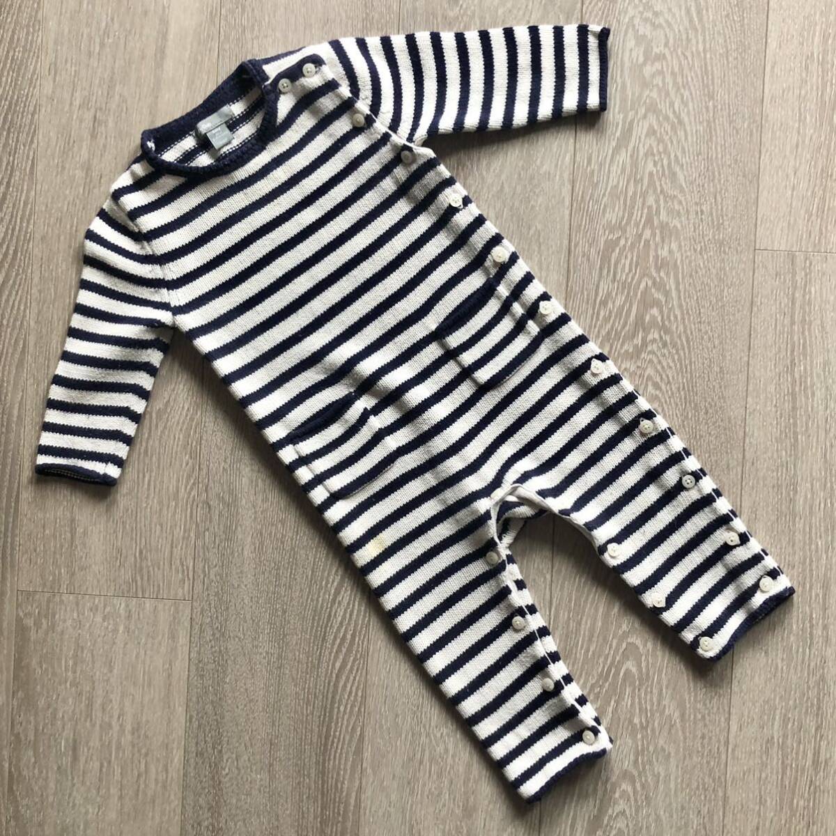 baby Gap baby Gap вязаный детский комбинезон белый темно-синий окантовка 70cm бесплатная доставка 