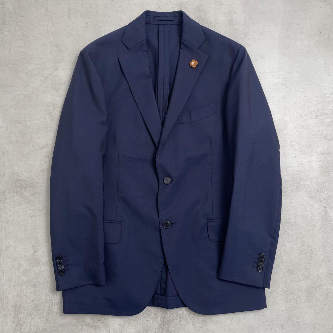 【美品】LARDINI ラルディーニ セットアップ スーツ ジャケット スラックス パンツ サマーウール 50 ネイビーの画像2