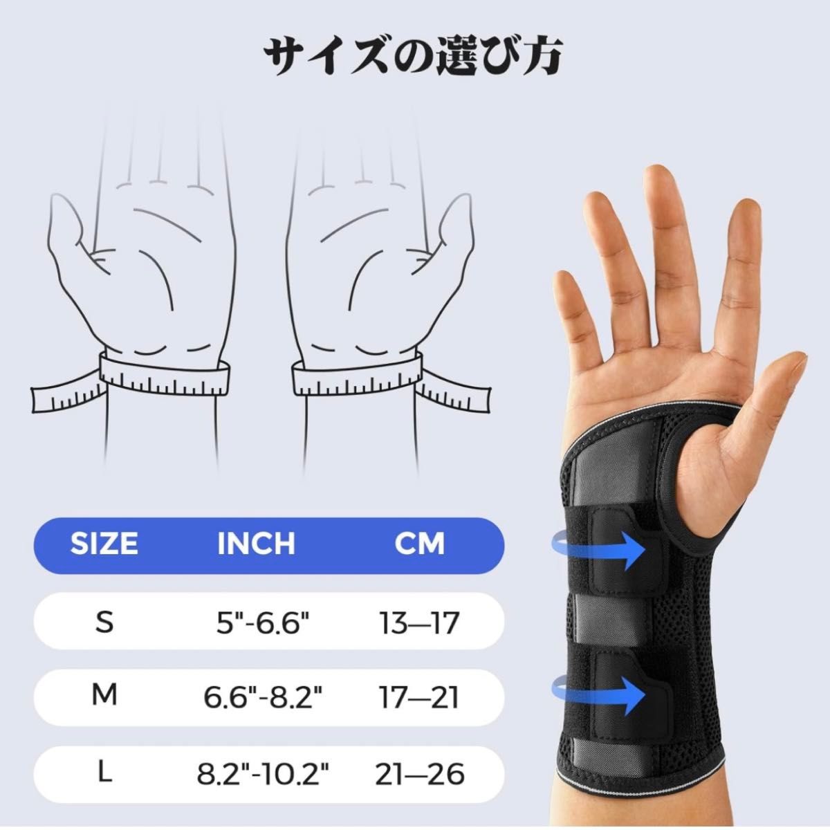 手首 サポーター【人体工学設計】リストガード 左手用 強力固定サポート男女兼用