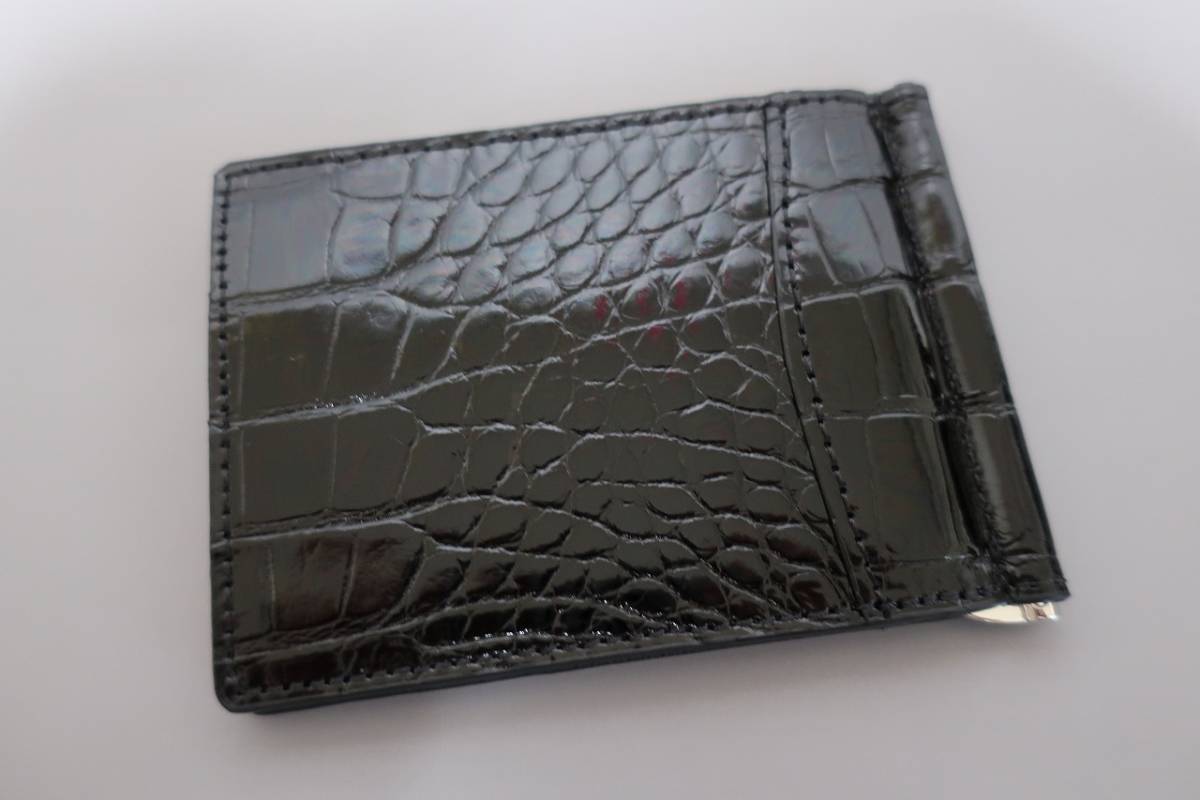  new goods settlement of accounts special price! top class! one in photograph . delivery Mini ma list Smart . man for crocodile money clip shining black A9