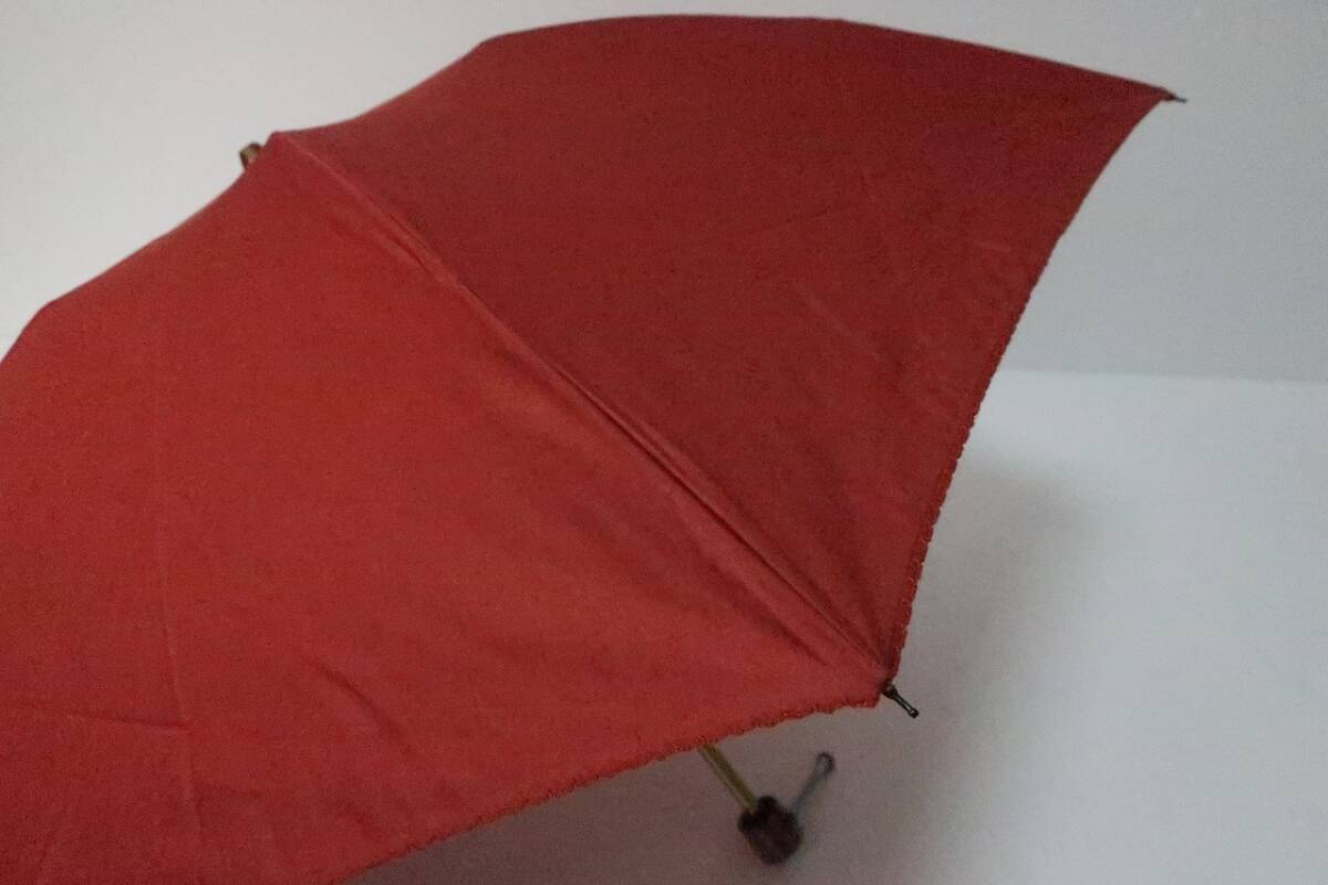 新品　ムーンバット製　麻混　軽量　紫外線防止加工　晴雨兼用　折り畳み日傘　A１６　レンガ系_画像6