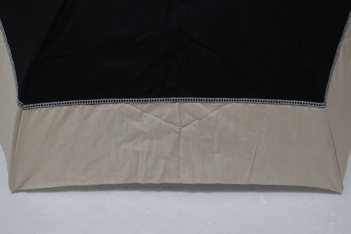 新品　ムーンバット製　高級ブランド　グレイシー (GRACY)　日本製　麻混　UV遮蔽率９９％以上　折り畳み日傘　42-1 ブラック×ベージュ系_画像5