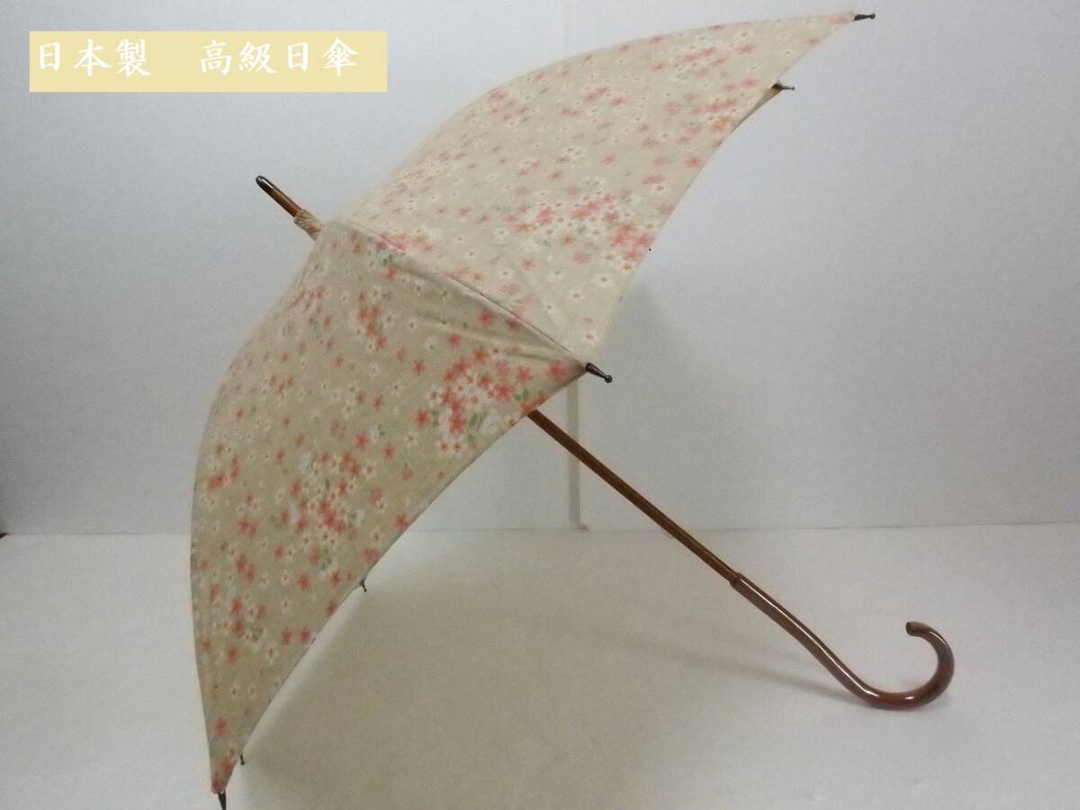 新品　日本製　高級晴雨兼用傘　洋服にも和服にも合う　紬風和柄の木綿使用　１１_画像1