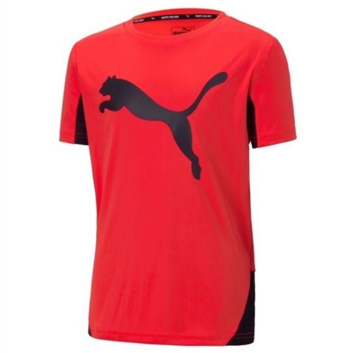 新品★PUMA プーマ★130★大人気!!快適!!ビッグロゴ半袖Tシャツ（レッド）・パンツ（ファントムブラック）★上下