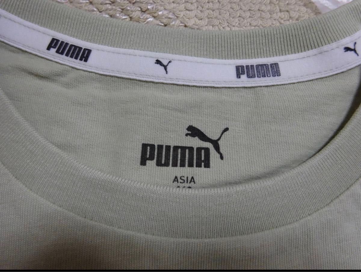 新品★PUMA プーマ★140★人気の２カラーロゴTシャツ(ライトグリーン)・ハーフパンツ(ブラック)★上下