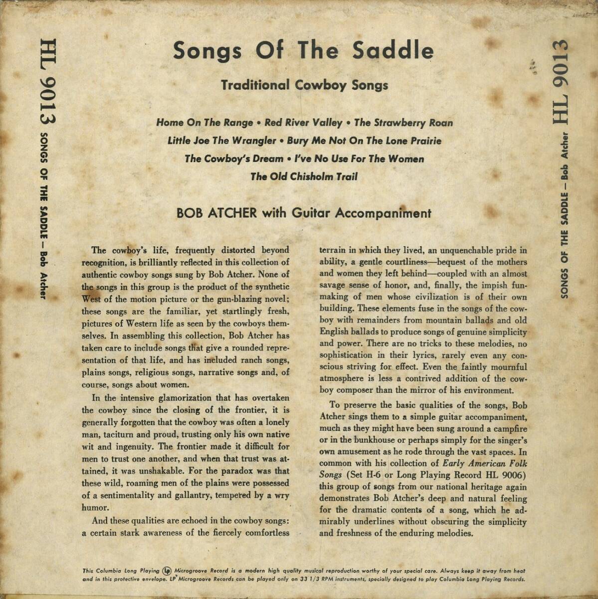 A00538662/10インチ/Bob Atcher「Songs Of The Saddle」_画像2