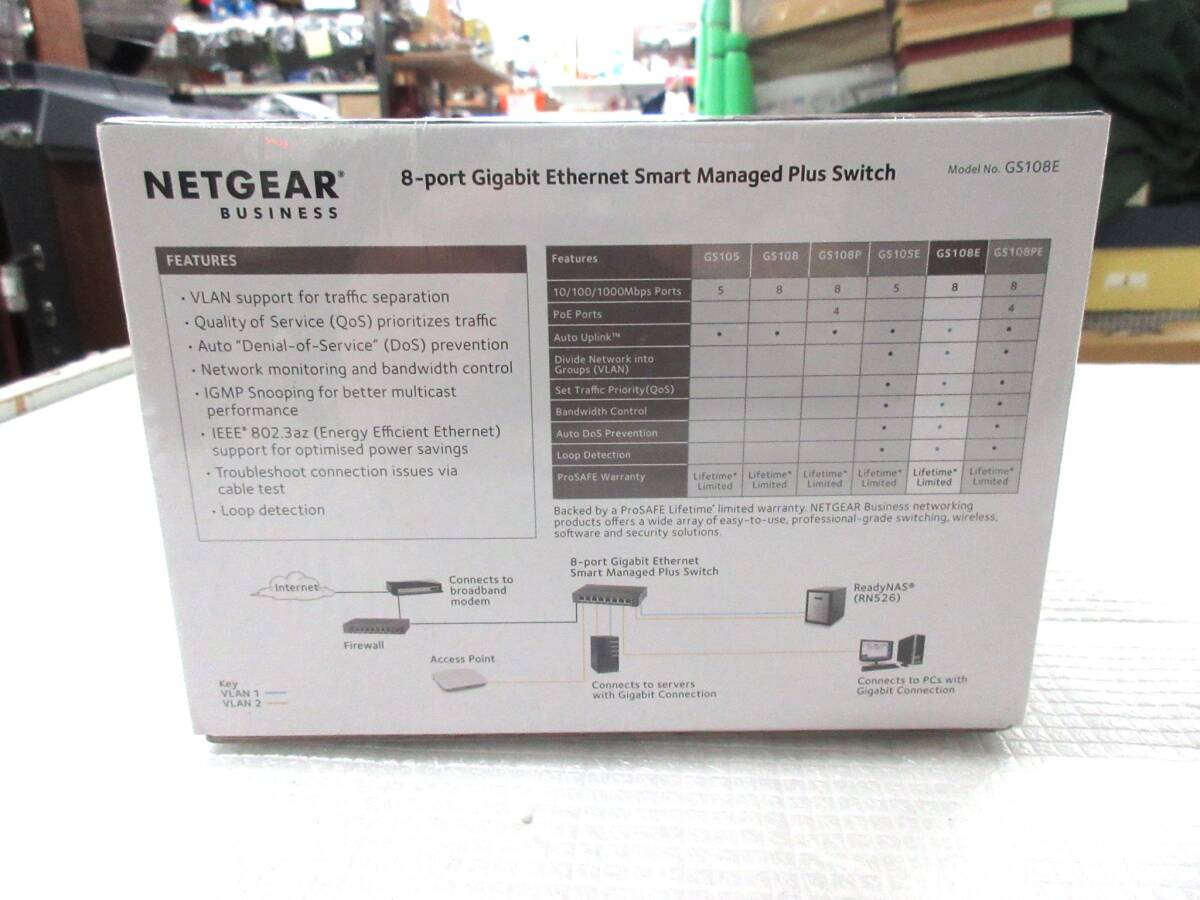 ③未開封 NETGEAR ProSAFE ギガビットスイッチ GS108E-300JPS スイッチングハブ 8ポート 未使用保管品の画像3