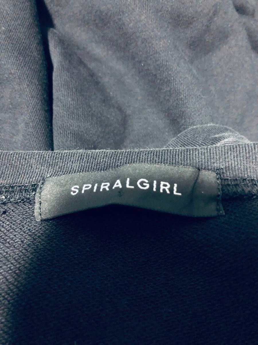 spiralgirl  ブラック ショート丈 トレーナー 半袖 袖なし カットソー スウェット