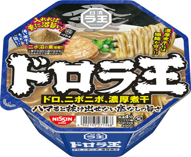 日清ドロラ王 ドロ、ニボニボ、濃厚煮干　ノンフライめん　（１ケース１２食入り）　インスタント ラーメン _画像1