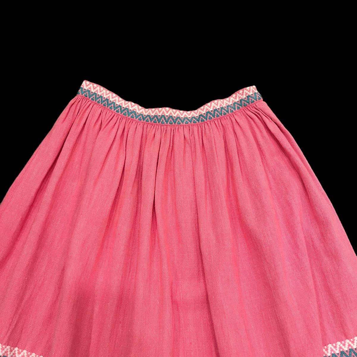 ビンテージ 50’s 60’s 刺繍 スカート ピンク 古着 フォークダンス 50年代 60年代の画像2