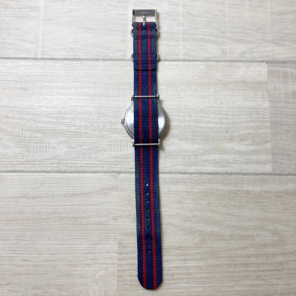 A4127 稼動品 TIMEX タイメックス 腕時計 白文字盤 weekender リボンベルト クォーツ腕時計 アナログ レッド ネイビー の画像9