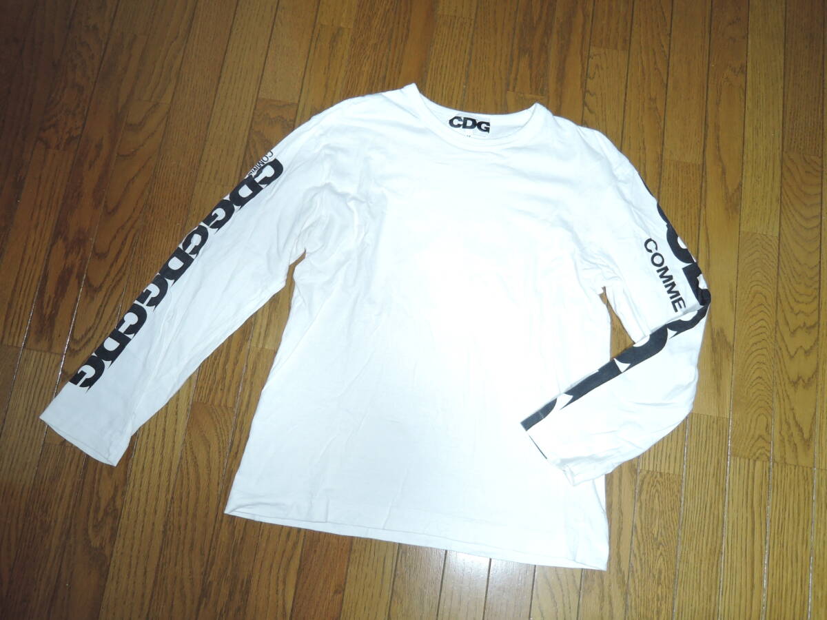 CDG ロンTシャツ M 白 袖ロゴ LOGO カットソー シーディージー COMME des GARCONS コムデギャルソン /_画像2