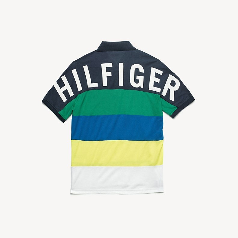 USA正規品【S】 トミーヒルフィガー TOMMY HILFIGER 半袖 ポロシャツ Polo ストライプ ボーダー UVカット 吸水速乾 アメリカ NY_画像1