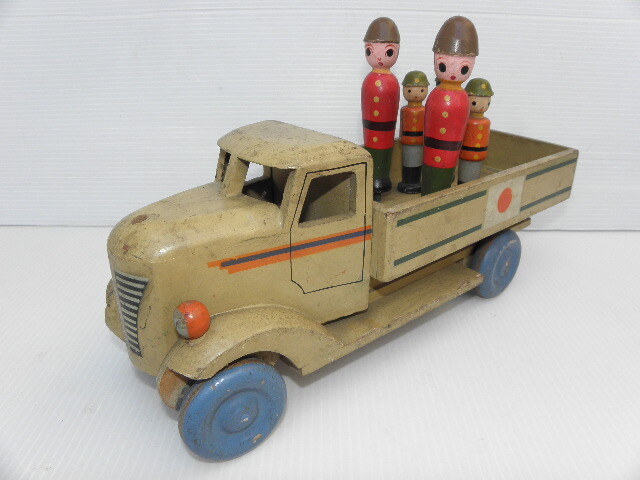83 戦前 木製 軍用 トラック 兵隊 人形 / 玩具 自動車 戦争 日本軍 の画像1