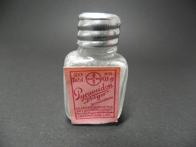 12 バイエルーピラミドン錠 薬瓶 空き瓶 / 戦前 戦後 パッケージ ラベル 小瓶 ガラス瓶の画像2