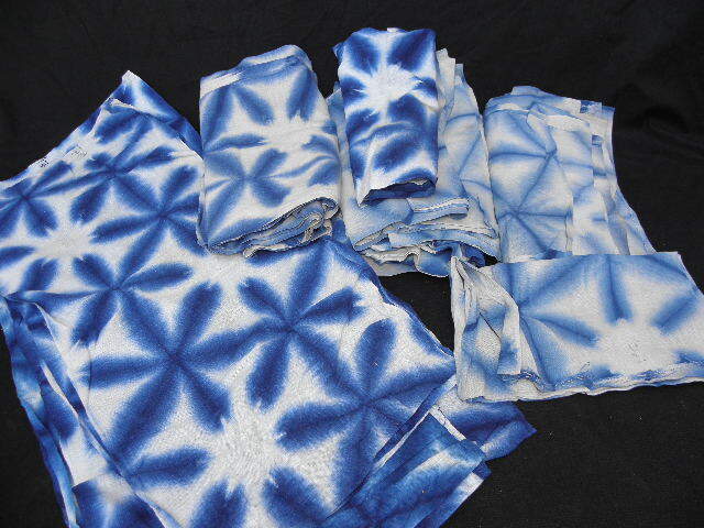 a6 古い雪花絞り おしめ 布おしめ 布おむつ 色々 28枚 まとめて / レトロ 古布 古裂 木綿 絞り 藍染 の画像1