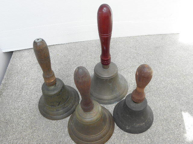 97 handbell bell doorbell bell 4 point together / Showa Retro old tool old .. lot discount present . bread shop Cafe old former times 