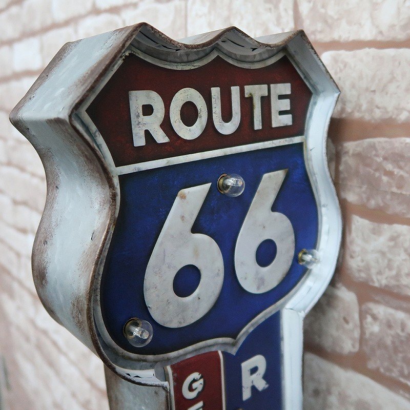 立体看板 ウォールサイン ブリキ風 アメリカンレトロ アメリカ雑貨 電球付 インテリア ルート66 ROUTE66 世田谷ベース ガレージ BR-37の画像3