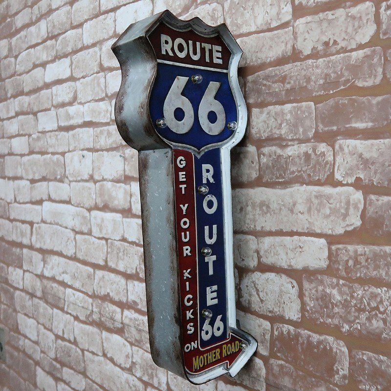 立体看板 ウォールサイン ブリキ風 アメリカンレトロ アメリカ雑貨 電球付 インテリア ルート66 ROUTE66 世田谷ベース ガレージ BR-37の画像1