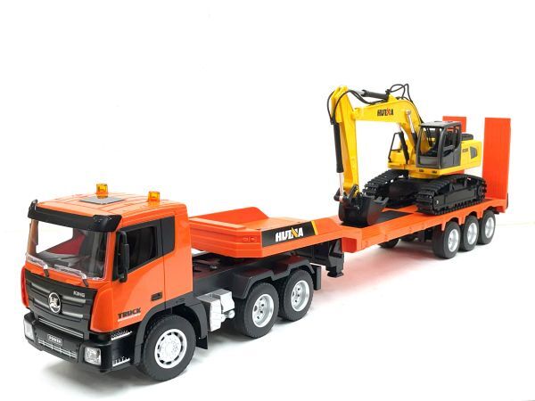 BIG scale! total length 715mm 2.4GHz 1/24 scale large heavy equipment forwarding trailer & power shovel radio-controller set * safety loader 