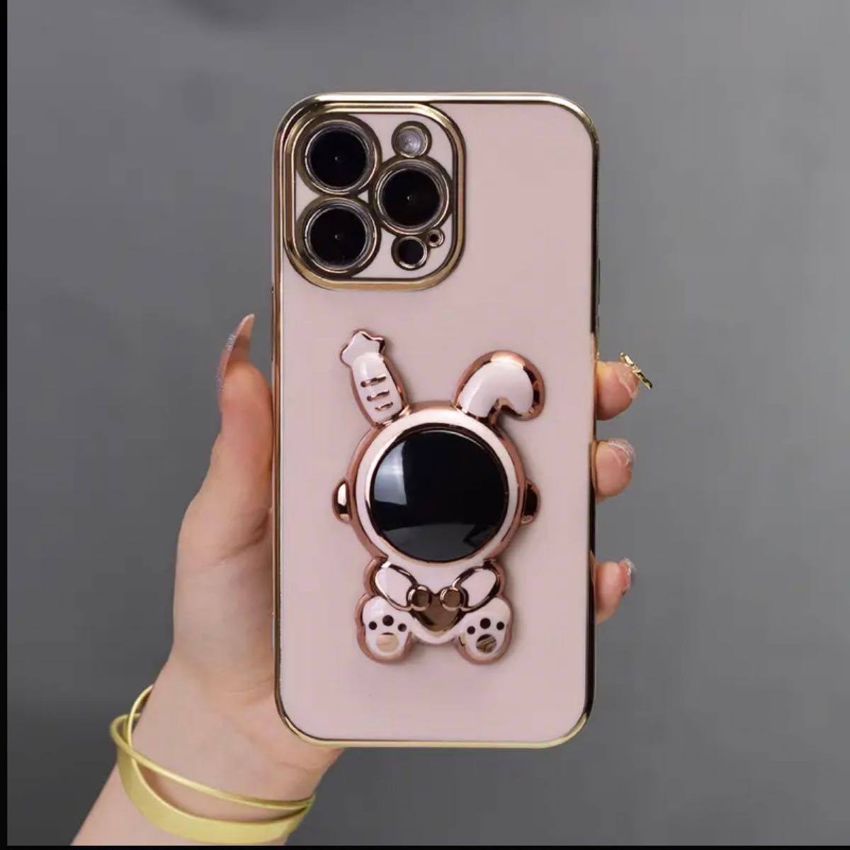 【新品・匿名配送】宇宙　うさぎ　iPhone15 iPhoneケース ピンク　おしゃれ　かわいい　韓国系　メタリック  可愛い