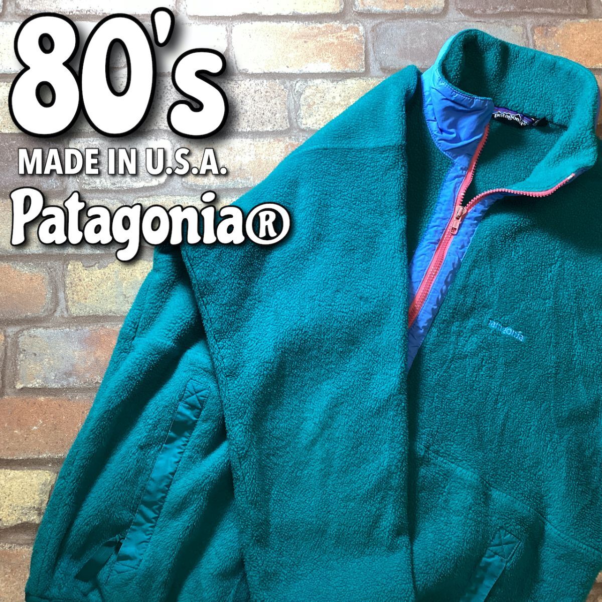 ★ USA ★ 80S Vintage ★ [Патагония Патагония] 25361 Треугольная тега Половина Zip Fleece Jacket [Men L] Emerald Populard K3-300