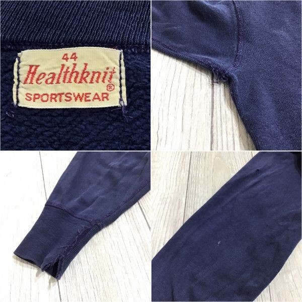 ◎Special◎稀少!!50's vintage◎[Healthknit ヘルスニット]オールド 長リブ スウェットシャツ トレーナー[44]ネイビー レア ワーク K-255の画像3