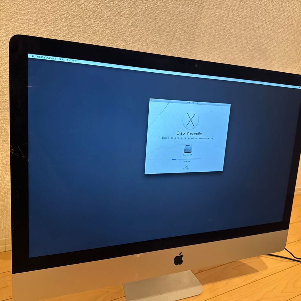 iMac Apple 27-inch 一体型 ☆27インチA1419 Core i53.2GHz RAM:8GB 動作品 液晶割れ ジャンク ストレージ 1TB GT755M 初期化済みの画像1