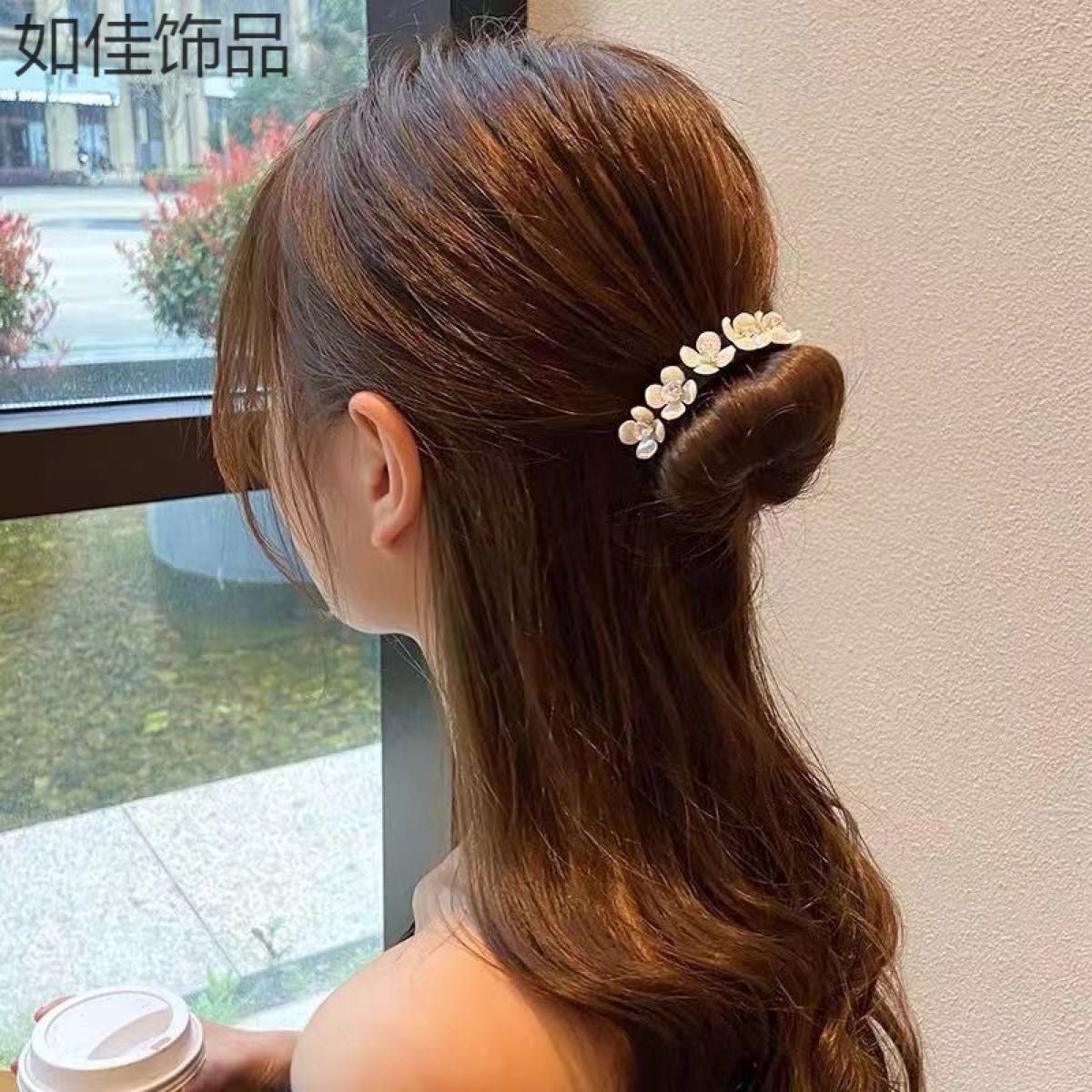 【2点セット】かんざし バレッタ ヘアアクセサリー 成人式 和装 卒業式 髪飾り 髪をアップ用 バレッタ ヘッドドレス