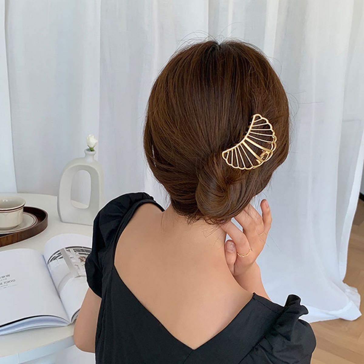 バンスクリップ ヘアアクセサリー 髪留め ゴールド ヘアクリップ 韓国 ヘアピン 可愛い 髪飾り