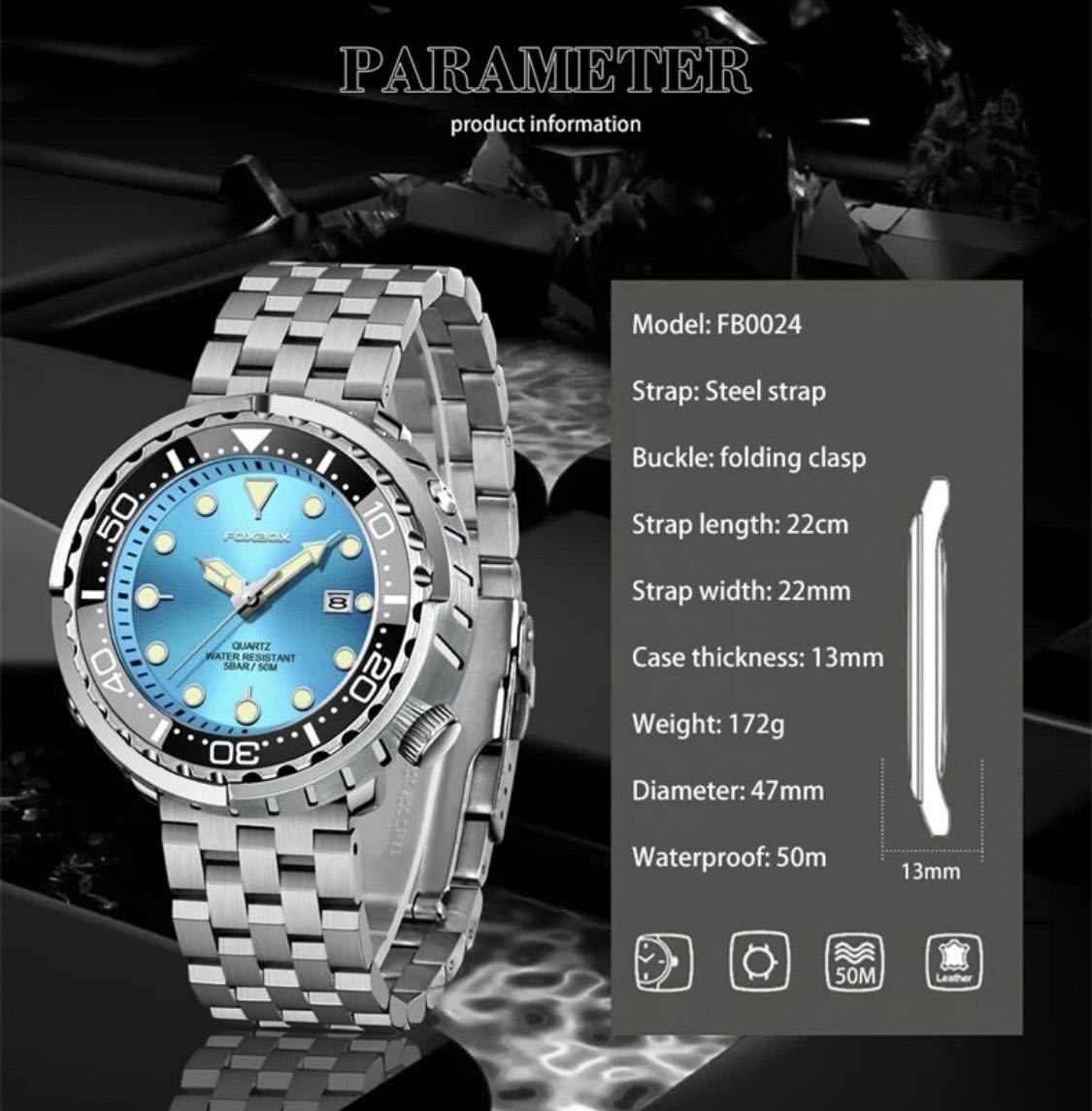 3日間大特価セール　メンズ腕時計 オマージュ　ダイバー ズウォッチ　ベゼル可動　カレンダー　スーツ　防水腕時計　人気　1597ステンレス_画像9