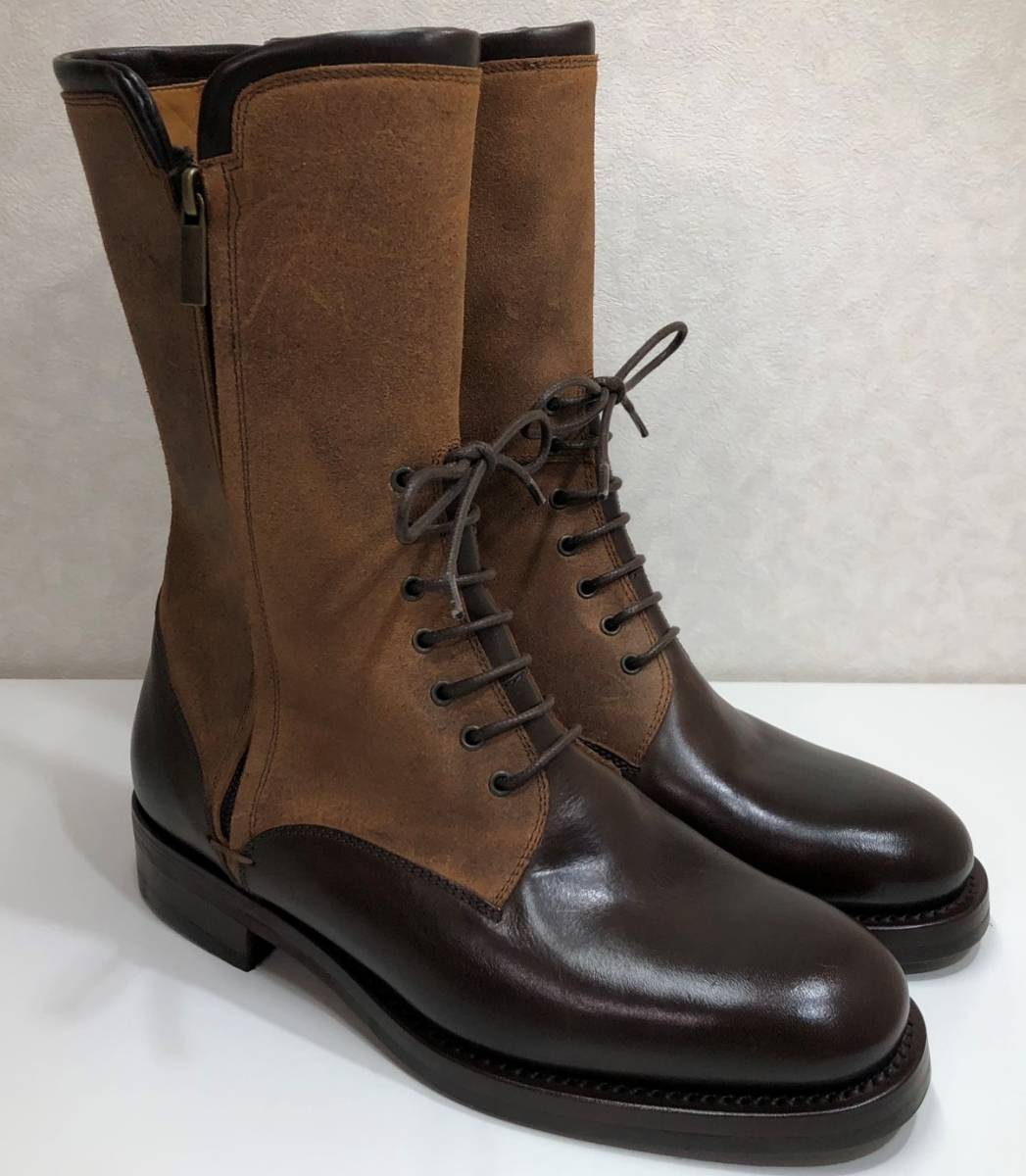 【新品】ストラスブルゴ取扱 ライダーブーツ ロングブーツ サイズ6【送料無料】RIDER BOOT CO STRASBURGO コンビブーツ ラバーソール_画像3