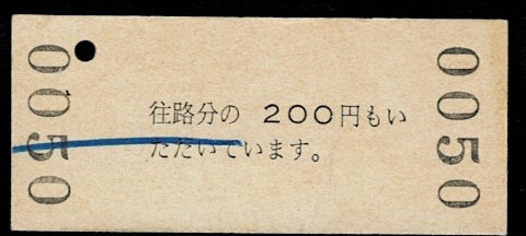 国鉄 信越本線 復路専用乗車券 長野から豊野 400円券 昭和60年 外注券の画像2