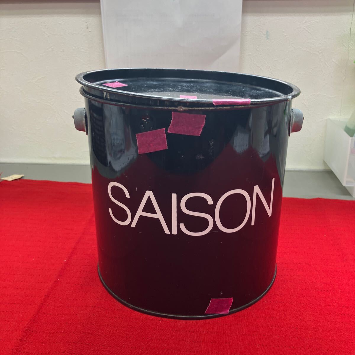 【SAISON ペール缶 ブラック】空缶 レトロ 保存容器【A9-4】0404_画像1