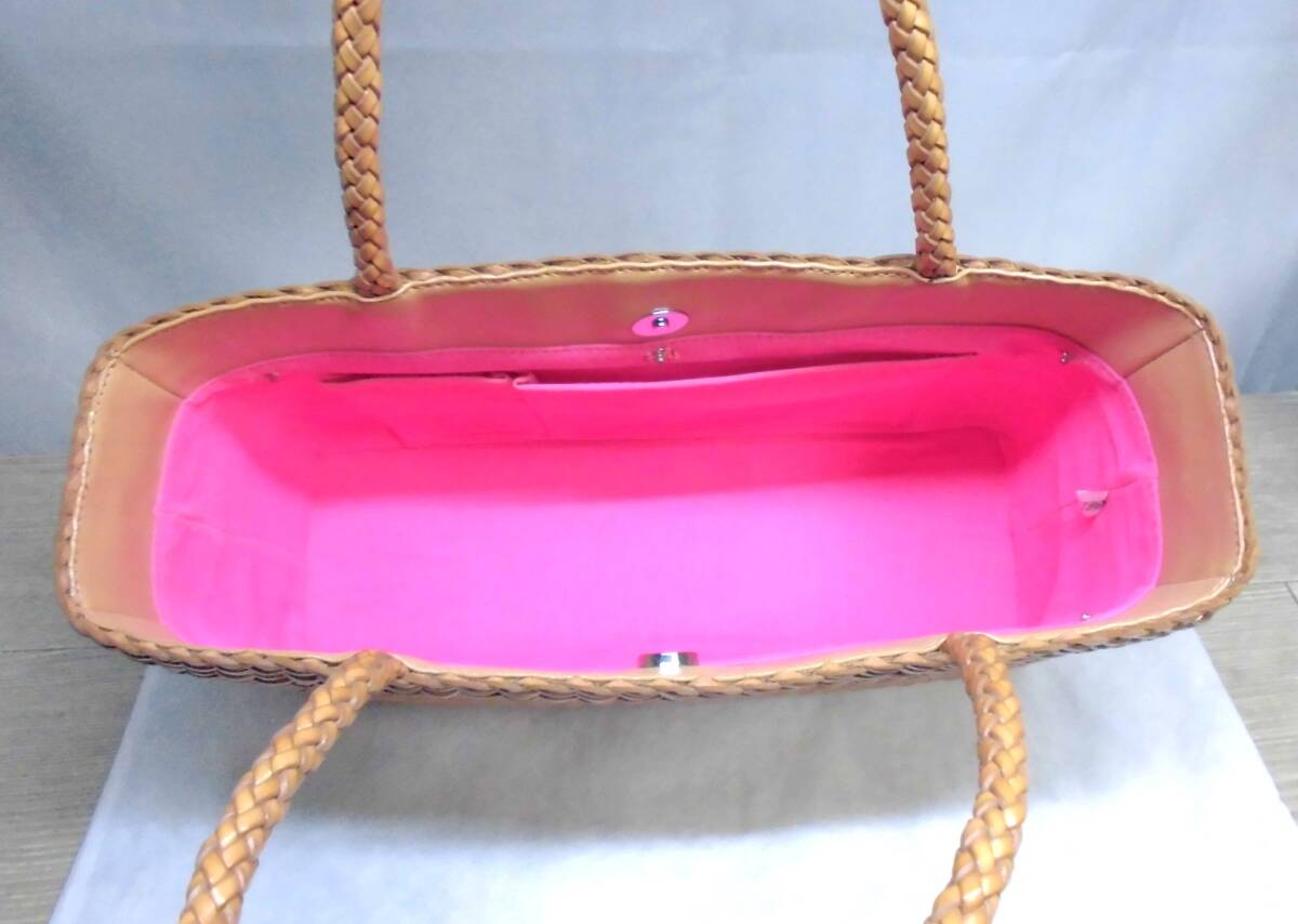 新品未使用 籠バッグ 籠バッグ 春夏バッグ 花柄 ピンク レディース の画像3