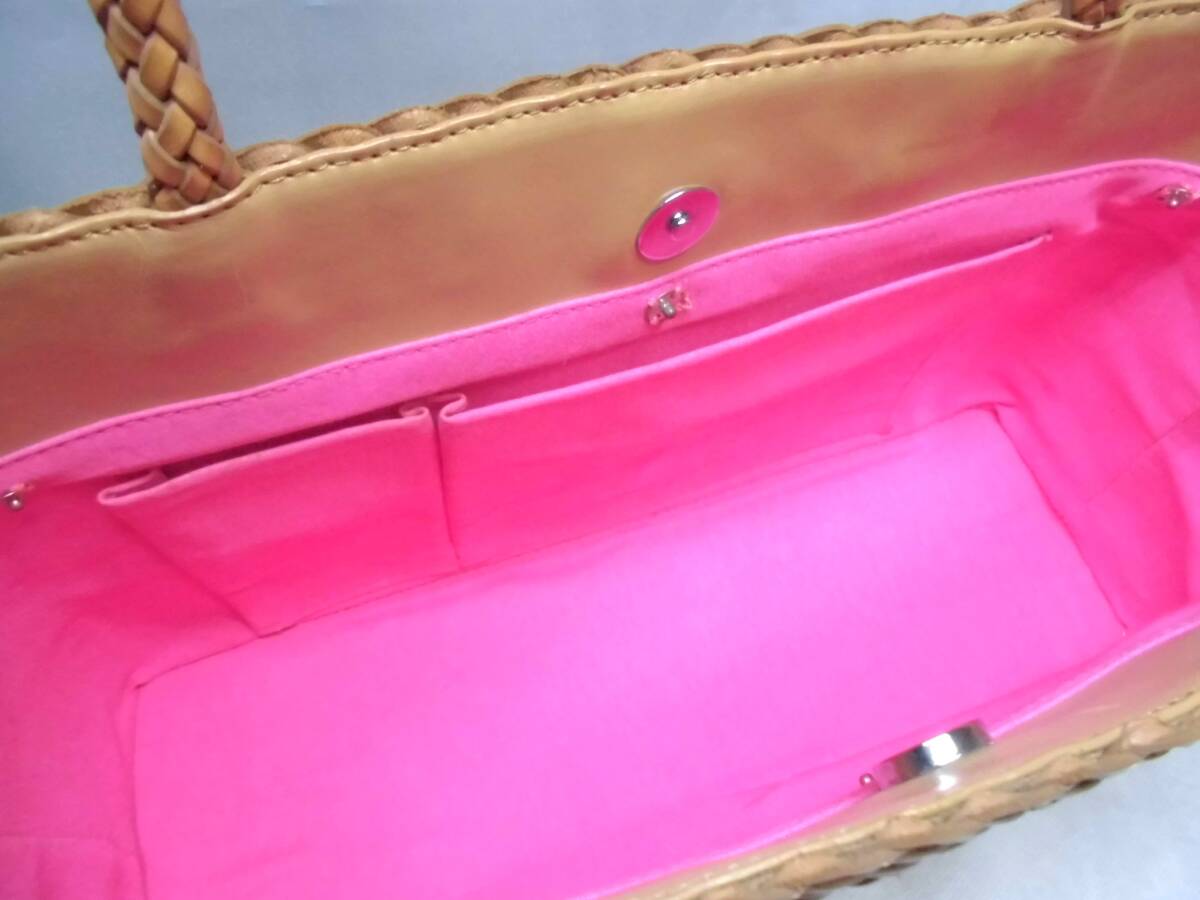 新品未使用 籠バッグ 籠バッグ 春夏バッグ 花柄 ピンク レディース の画像5