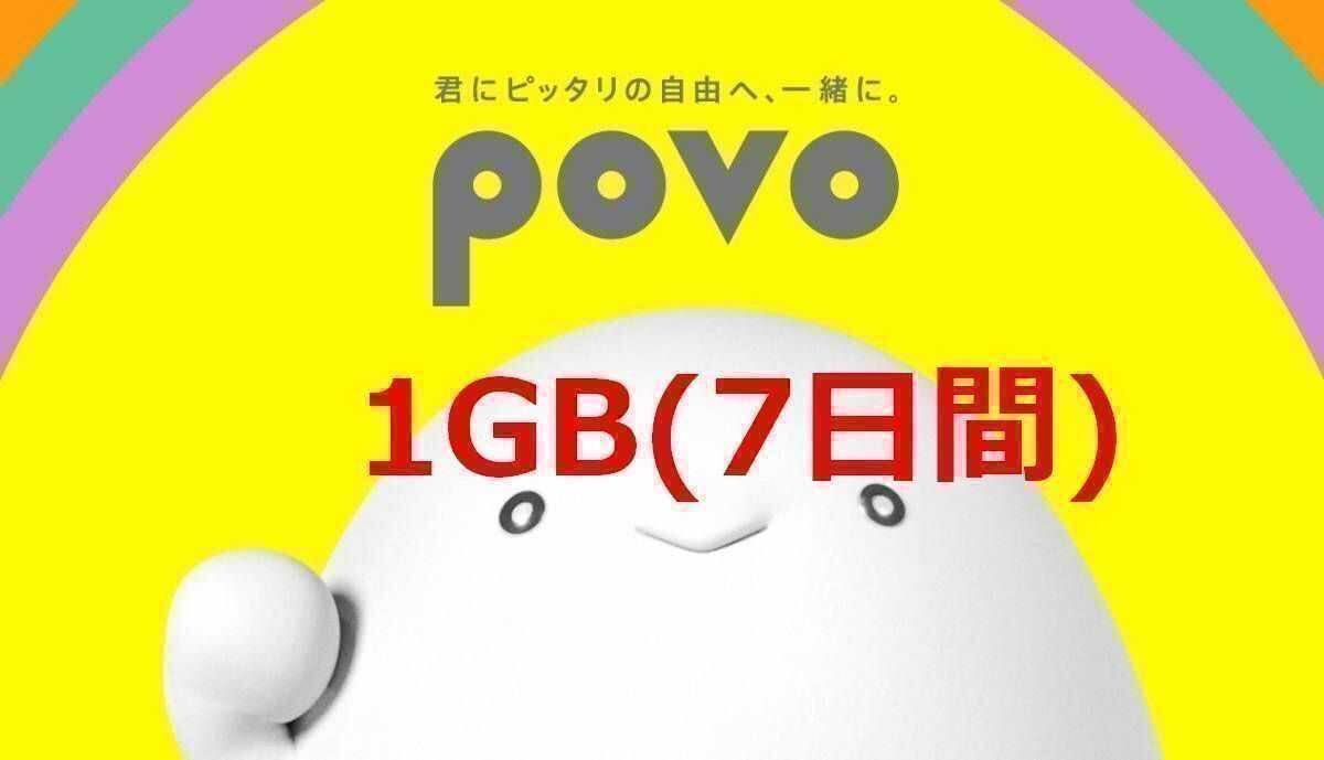 povo2.0 1GB コード入力期限6/5 プロモコード①の画像1